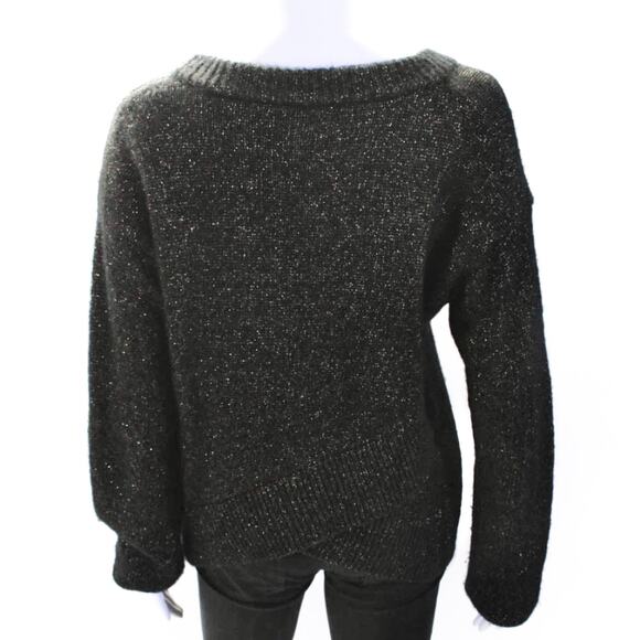 A.L.C. Bowen Cross Back SOFT Merino Wool Alpaca Black Gold Metallic Sweater S - Picture 7 of 10